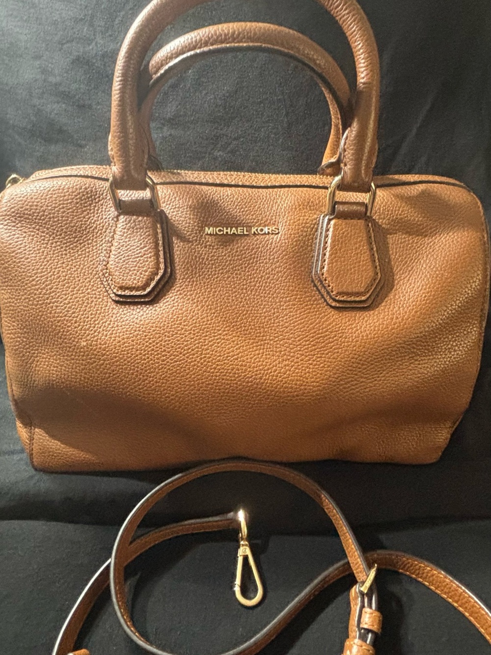Michael Kors Cognac Pebbled Leather Satchel